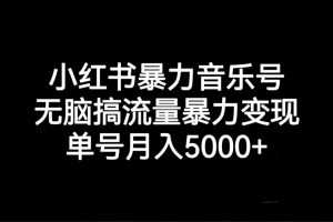 （7153期）小红书暴力音乐号，无脑搞流量暴力变现，单号月入5000+