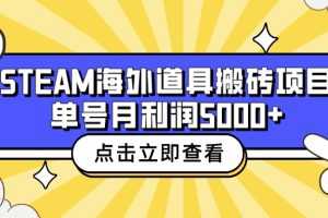 （6688期）收费6980的Steam海外道具搬砖项目，单号月收益5000+全套实操教程