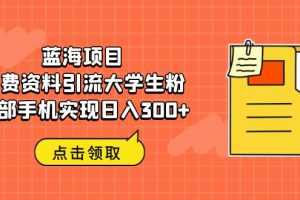 （6546期）蓝海项目，免费资料引流大学生粉一部手机实现日入300+