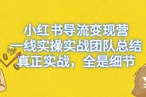 （6441期）小红书导流变现营，一线实战团队总结，真正实战，全是细节，全平台适用