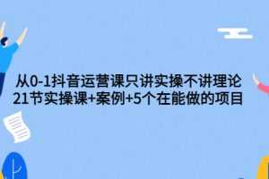 （3407期）从0-1抖音运营课只讲实操不讲理论：21节实操课+案例+5个在能做的项目