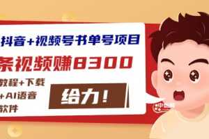 （2908期）最新抖音+视频号书单号项目：一条视频赚8300【详细教程+AI语音合成软件】