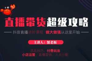 （1712期）抖音直播带货超级攻略：抖音直播带货的详细玩法，小店运营、付费投放等