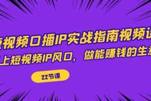 （7202期）短视频口播IP实战指南视频课，踩上短视频IP风口，做能赚钱的生意（22节课）
