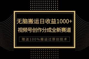 （7736期）单日收益1000+，新类目新赛道，视频号创作分成无脑搬运100%上热门