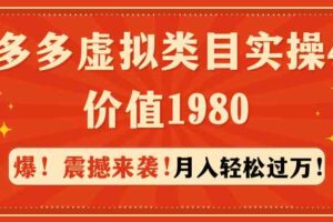 （9238期）拼多多虚拟类目实操4.0：月入轻松过万，价值1980