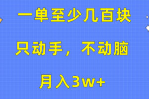 (10356期)一单至少几百块,只动手不动脑,月入3w+。看完就能上手,保姆级教程