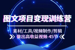 (11767期)图文项目变现训练营:素材/工具/视频制作/剪辑/做出高收益视频(45节)