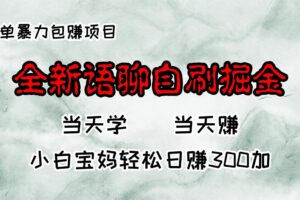 (13083期)全新语聊自刷掘金项目,当天见收益,小白宝妈每日轻松包赚300+
