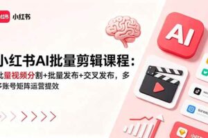 (18959期)小红书AI批量剪辑课程:批量视频分割+批量发布+交叉发布,多账号矩阵运营提效