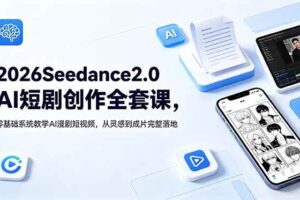 (18958期)2026Seedance2.0AI短剧创作全套课,零基础系统教学AI漫剧短视频,从灵感到成片完整落地