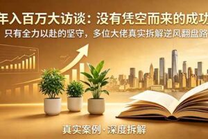 (19099期)年入百万大访谈-更新:没有凭空而来的成功,只有全力以赴的坚守,多位大佬真实拆解逆风翻盘路