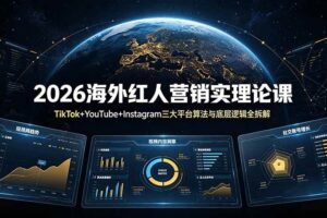 (19126期)2026海外红人营销实理论课:TikTok+YouTube+Instagram三大平台算法与底层逻辑全拆解